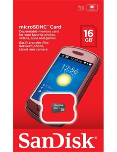SANDISK Tarjeta Memoria Micro SDHC 16Gb HD Clase 4