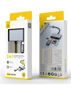 ONE PLUS 3 En 1 Adaptador OTG Tipo C/M A  Usb/H + Lector Micro Sd+SD NB1559