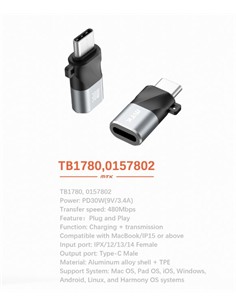 MTK Adaptador Tipo C/M A Lightning/H PD30W TB1780 480Mbps