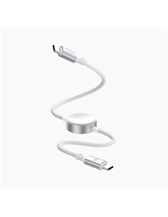 WOOX Cable de Carga Magnetica 2 En 1 Tipo C M/M Para iWATCH 60W 1Mtr Blanco MX0223