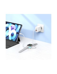 WOOX Cable de Carga Magnetica 2 En 1 Tipo C M/M Para iWATCH 60W 1Mtr Blanco MX0223