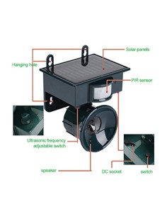 ANDOWL Repeledor de Aves Solar Ultrasonido Q-N97