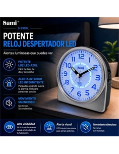 SAMI Reloj Despertador Analogico Ovalado S-9984L