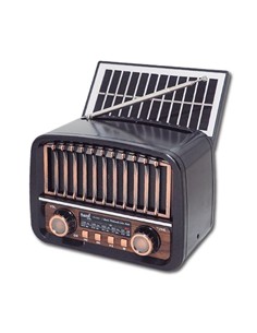 SAMI Radio VIntage 3 Bnadas Con Panel Solar RS-11854 Negro