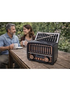 SAMI Radio VIntage 3 Bnadas Con Panel Solar RS-11854 Negro