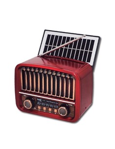 SAMI Radio VIntage 3 Bnadas Con Panel Solar RS-11854 Rojo