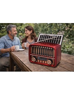 SAMI Radio VIntage 3 Bnadas Con Panel Solar RS-11854 Rojo