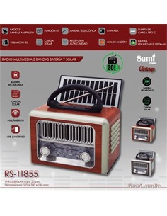 SAMI Radio Multibanda SOlar y Bateria Vintage RS-11855