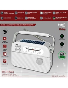 SAMI Radio Multimedia 3 Bandas y Solar RS-11863 Blanco