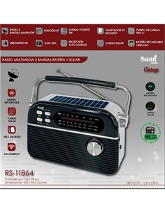 SAMI Radio Multimedia 3 Bandas y Solar RS-11864 Negro