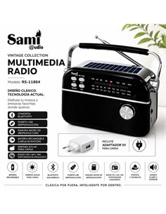 SAMI Radio Multimedia 3 Bandas y Solar RS-11864 Negro