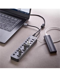NGS Hub Usb 10 Puertos 3.0 5Gbps Con Interruptor Individual y Alimentacion 12V/4A IHUB