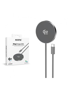 ACCETEL Cargador Magsafe 25W Magcharge ACW422 Gris Con tipo C