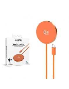 ACCETEL Cargador Magsafe 25W Magcharge ACW4220 Naranja Con tipo C