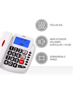 SPC Telefono SObremesa Con Teclas GRandes COMFORT VOLUME 2 Blanco