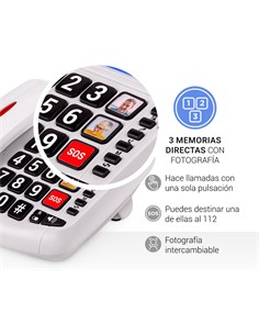 SPC Telefono SObremesa Con Teclas GRandes COMFORT VOLUME 2 Blanco
