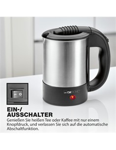 CLATRONIC Hervidor de Agua 0.5L 1000W WKR 3624 Incluye 2 Tazas, Bolsa Transporte Y Cuchara