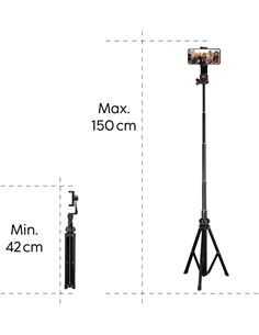 HAMA Tripode Con Soporte Movil Smartphone II 150  5.8-8.8cm 150cm Mando Blueototh  ROTARY 4675