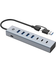 CONCEPTRONIC Hub 4X Usb-A 3.2 + 3X Tip C Con Alimentador y Conector Tipo C Y Usb-A HUBBIES