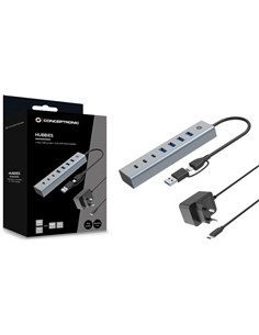 CONCEPTRONIC Hub 4X Usb-A 3.2 + 3X Tip C Con Alimentador y Conector Tipo C Y Usb-A HUBBIES