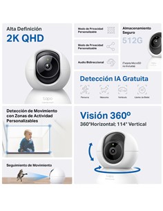 TP-LINK Camara Vigilancia IP Wifi TAPO  TC72  360º.Vision Nocturna,Micro Sd,2K QHD