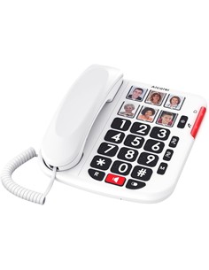ALCATEL Telefono Fijo Sobremesa TMAX 10+ Blanco Con Teclas Grandes,6 Memorias Con Foto