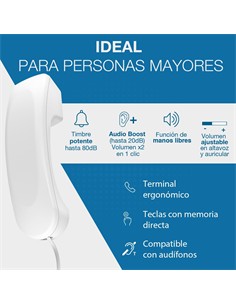 ALCATEL Telefono Fijo Sobremesa TMAX 10+ Blanco Con Teclas Grandes,6 Memorias Con Foto