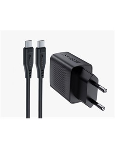 ACEFAST Cargador Red+Cable Tipo C M/M 20W Gan A82 Negro