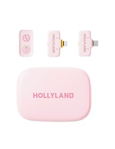 HOLLYLAND Microfono Inalambrico Duo De Solapa Conector TIpo C+Adaptador Lightning LARK A1 Rosa