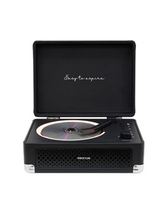 PRIXTON Reproductor Cd Con DIseño Tocadisco con Radio FM/Bluetooth/Aux BOOGIE BLACK Negro