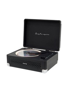 PRIXTON Reproductor Cd Con DIseño Tocadisco con Radio FM/Bluetooth/Aux BOOGIE BLACK Negro