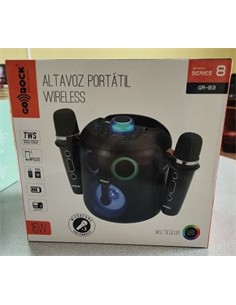 GOROCK Altavoz Portatil Bluetooth GR-83 Negro Con Luces Led Micro Sd,Usb,Radio Fm  2 Microfonos 15W