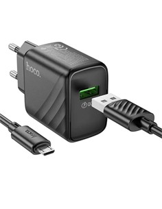 HOCO Cargador Red+Cable Micro Usb 18W Negro CS21A