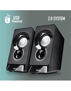 NGS Altavoces Para PC Multimedia 2.0 SB 210 Negro Por Usb 12W
