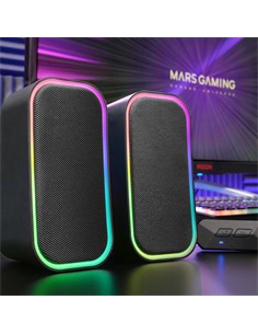 MARS GAMING Altavoces Para PC Bluetooth 5.3 Luces RGB Negro MS-OM 20W Y Cable Jack 3.5mm