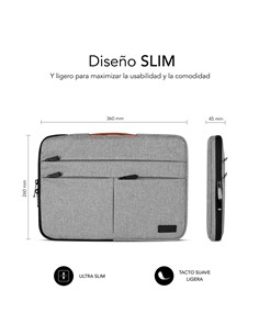 SUBBLIM Funda Para  Portatil 13.3-14" Gris Claro Air Padding 360 AP36002