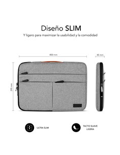 SUBBLIM Funda Para Portatil 15.6" Gris de Tela AP36051