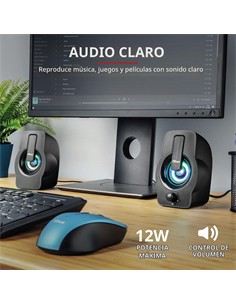 TRUST Altavoces Para PC Con Luz Led RGB GEMI 12W Con Cable Usb Para Carga Y Jack 3.5mm Audio