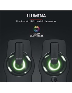 TRUST Altavoces Para PC Con Luz Led RGB GEMI 12W Con Cable Usb Para Carga Y Jack 3.5mm Audio