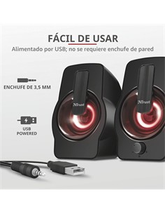 TRUST Altavoces Para PC Con Luz Led RGB GEMI 12W Con Cable Usb Para Carga Y Jack 3.5mm Audio