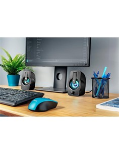 TRUST Altavoces Para PC Con Luz Led RGB GEMI 12W Con Cable Usb Para Carga Y Jack 3.5mm Audio