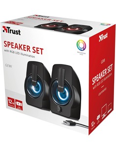TRUST Altavoces Para PC Con Luz Led RGB GEMI 12W Con Cable Usb Para Carga Y Jack 3.5mm Audio