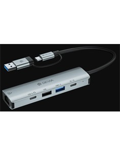 DEVIA Hub TIpo C/Usb A 5 En 1 Con Rj45/TIpo C/2xUsb PRO2