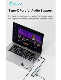 DEVIA Hub TIpo C/Usb A 5 En 1 Con Rj45/TIpo C/2xUsb PRO2