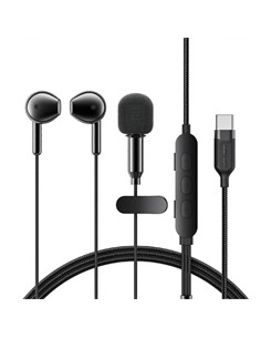 ACEFAST Auricular Con Microfono Lavalier de Solapa L12 Cable Tipo C 1.5m Negro
