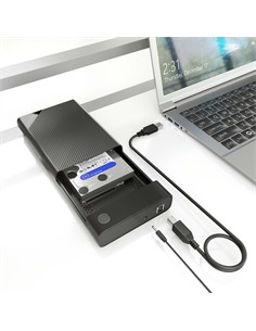 AiSENS Caja Externa Para Disco Duro 3.5" Usb 3.0 UASP Sata Con Adaptador Tipo-C ASE-3529B