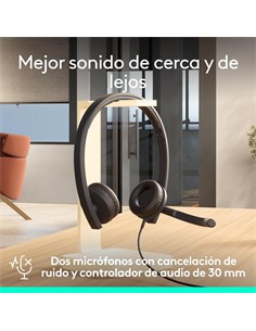 LOGITECH Micro Auricular H570e Negro Estereo Con Cable Tipo C
