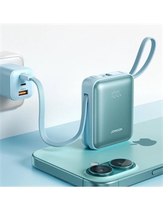 JOYROOM Mini Bateria Externa Portatil 10000mAh  22.5W Azul Certificacion China Cable Tipo C Y Lightn