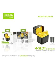 GREEN LYCA Cargador de Bateria AA/AAA 1.2V 1.5V Ni-MH Li-Ion Con 4  Ranuras GL70538