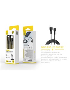 ONE PLUS Cable Datos Tipo C A Usb NB1635 66W 6A 3Mtrs Negro